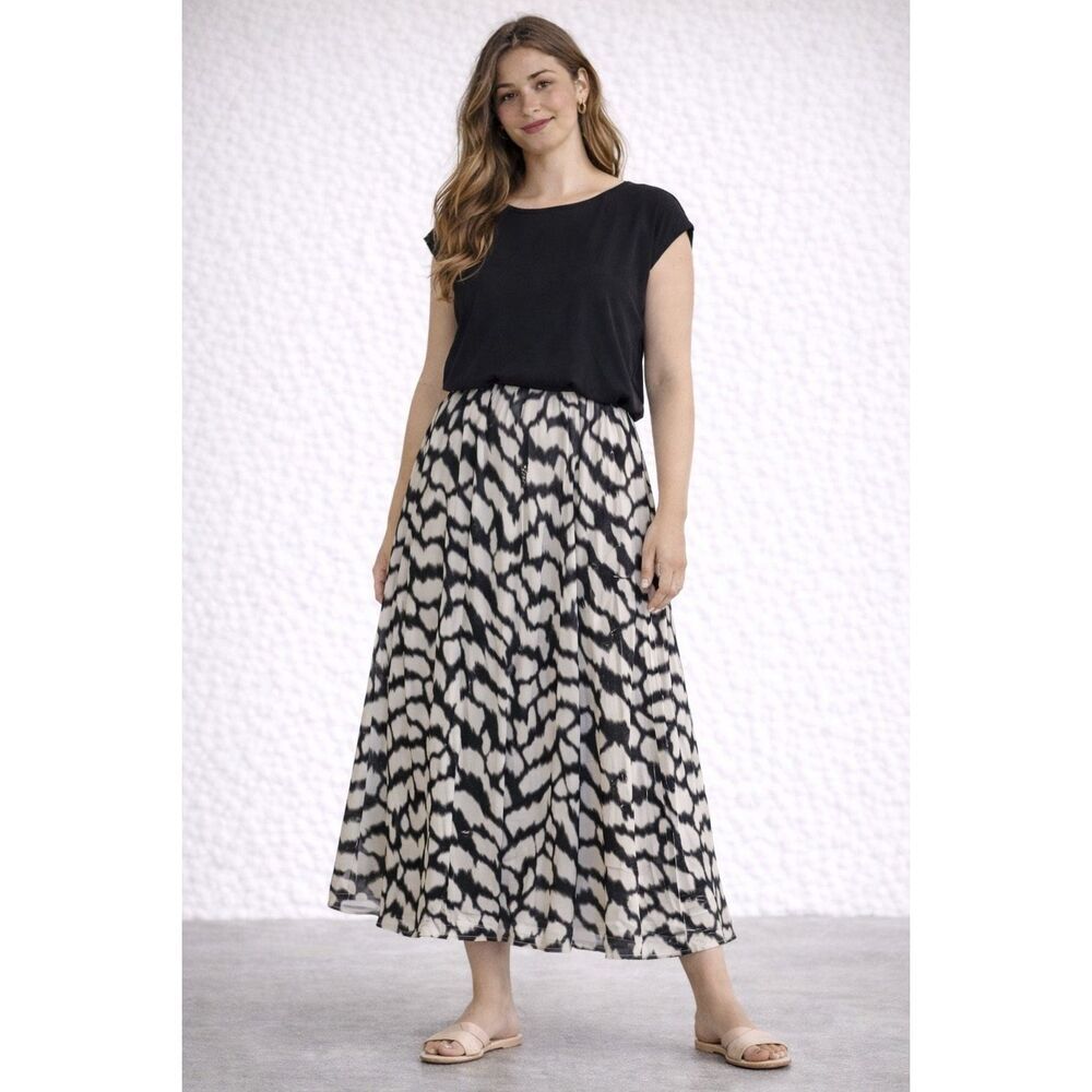 AX Armani Exchange Women’s Midi Skirt Abstract Print Asymmetrical Waist Size 6